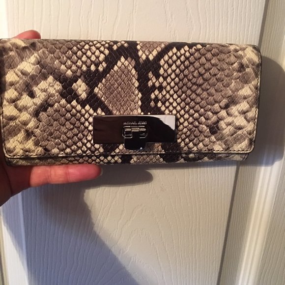 Michael Kors Handbags - Brown/Multi Animal Print clasp wallet